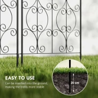 Outsunny Set of 2 Metal Garden Trellis, Decorative Trellis Panels, Scrollwork Design, 150 x 50 cm, Black(m-9)