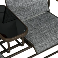 Outsunny Outdoor 2-Person Glider Bench, Outside Swing Glider Chair Loveseat with Breathable Mesh, Table, Steel Frame(m-11)