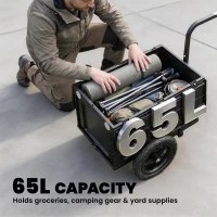 Soozier Bike Trailer with Foldable Storage Box and Lid, Quick Release Wheels, Reflective Stickers, Safety Flag(m-4)