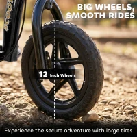 HOMCOM Adjustable Kids Pro Stunt Scooter Children Street Bike Bicycle Ride On with 12” Tire (Black)(m-5)