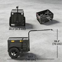 Soozier Bike Trailer with Foldable Storage Box and Lid, Quick Release Wheels, Reflective Stickers, Safety Flag(m-3)