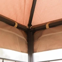 Outsunny 10'x10' Soft-top Steel Patio Gazebo Outdoor Sun Shelter with 2-Tier Polyester Roof, Curtain Sidewalls, Brown(m-13)