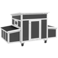 PawHut Wooden Chicken Coop with Nesting Box for 6 Chickens, Dark Grey(m-11)