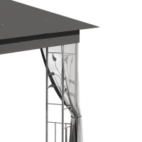 Outsunny 10'x10' Soft-top Steel Patio Gazebo Outdoor Sun Shelter with 2-Tier Polyester Roof, Curtain Sidewalls, Grey(m-12)