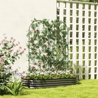 Outsunny Set of 2 Metal Garden Trellis, Decorative Trellis Panels, Scrollwork Design, 150 x 50 cm, Black(m-1)