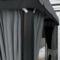 Outsunny 10' x 10' 2-Tier Outdoor Gazebo Canopy Tent with Zippered Mesh Sidewalls, Aluminum Frame for Patio, Backyard Light Grey(m-12)