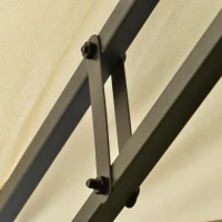 Outsunny 10'x10' Soft-top Patio Gazebo with Double Tier Roof, Mesh Curtains, Display Shelves, Top Hooks, Beige(m-11)