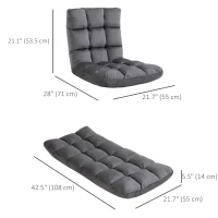 HOMCOM 13-Position Floor Folding Gaming Lazy Floor Sofa Chair Lounge Adjustable Sleeper Bed Couch Recliner, Dark Grey(m-3)