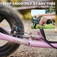 HOMCOM Kids Scooter with 12" EVA Big Tires, Street Bike Bicycle for Teens with Adjustable Height Handle for 5-12 Year Old, Pink(m-7)
