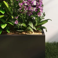 Outsunny Galvanized Raised Garden Bed Planter Box with Trellis for Climbing Plants, Vegetable, Vines, 35" x 16" x 70", Black(m-12)