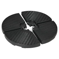 Outsunny HDPE Material Patio Umbrella Base Weights Sand Filled up to 150 Lb. for Any Offset Umbrella Base | 4-Piece, Water or Sand Filled, All-Weather, Black (Round)(m-1)