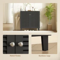HOMCOM Shoe Cabinet with Adjustable Shelves Shoe Storage Cabinet with 2 Doors for Entryway Hallway Black(m-9)