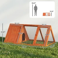 PawHut Rabbit Hutch, Wooden Guinea Pig Hutch with Run and Doors, Outdoor Triangle Bunny House for Rabbits,Duck and Chicken(m-3)