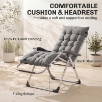 Outsunny Reclining Zero Gravity Chair with Adjustable Backrest, Folding Garden Sun Lounger, Outdoor Recliner with Removable Cushion and Headrest, Dark Grey(m-7)