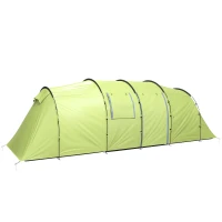 Outsunny 6 Person Camping Tent with Porch, Large Family Tent with 2 Bedroom and Living Room, Light Green(m-2)