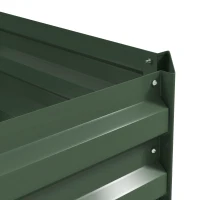 Outsunny Galvanized Planter Box, Outdoor Raised Garden Bed with 3-Tier Trellis Tomato Cage for Climbing Vines, Vegetables, Green(m-11)
