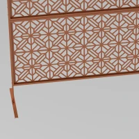 Outsunny Decorative Outdoor Privacy Panel with Stand, Freestanding Metal Outdoor Divider for Garden, Backyard, Deck, Brown(m-11)