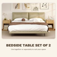 HOMCOM Nightstand with Drawer and Open Shelf, Modern Bedside Table Set of 2 for Bedroom Living Room, Oak(m-5)