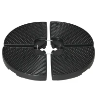 Outsunny HDPE Material Patio Umbrella Base Weights Sand Filled up to 150 Lb. for Any Offset Umbrella Base | 4-Piece, Water or Sand Filled, All-Weather, Black (Round)(m-11)