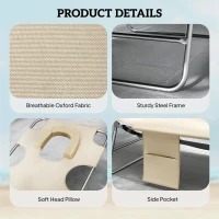 Outsunny 2 Tanning Chairs with Face Hole, 5-Level Adjustable Outdoor Chaise Lounge Chair with Pillow for Beach, Pool, Beige(m-6)