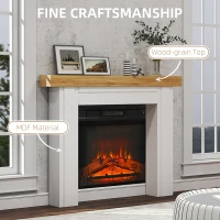 HOMCOM Modern Fireplace Mantel, Freestanding Fireplace Surround with Leg for Electric Fireplaces, 51.2" W x 40.6" H, Natural Wood(m-5)