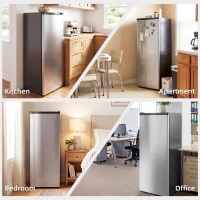 HOMCOM 7.0 Cu.Ft Upright Freezer, Compact Stand Up Freezer with 6 Adjustable Shelves, Reversible Door for Home Office, Silver(m-9)