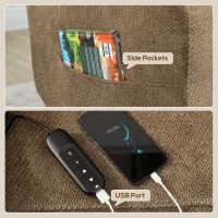 HOMCOM Power Recliner Chair with Massage, Electric Lift Chair for Elderly with Side Pockets, 2 Memory Positions, Remote, Brown(m-9)