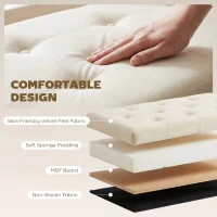 HOMCOM Storage Ottoman, Upholstered Velvet End of Bed Bench, Button Tufted Storage Bench for Bedroom, Living Room, Beige(m-5)