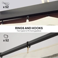 Outsunny Replacement Mosquito Netting for Gazebo 10' x 12' Black Screen Walls for Canopy with Zippers, Cream White(m-7)