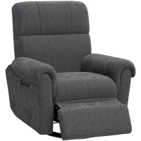 HOMCOM Power Recliner Chair, Fabric Upholstered Recliner Chair with USB Ports, Swivel and Rocking Function, Footrest, Dark Grey(m-11)