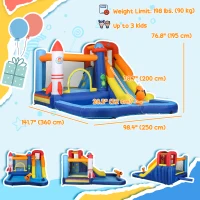 Qaba 5 in 1 Inflatable Bouncy Castle for Kids with 550W Blower, Splash Pool, Jumping Area, Climbing Wall, Cannon(m-3)