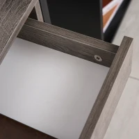 HOMCOM Industrial End Table with Drawer and Bottom Shelf, Mobile Side Table with 4 Wheels for Living Room,Grey(m-8)