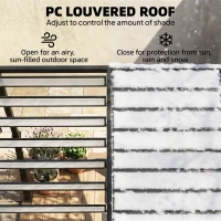 Outsunny 9.5 x 10 ft Louvered Pergola with PC Roof, Aluminium Outdoor Pergola Gazebo with Drainage Gutters, Handle, Clear(m-4)