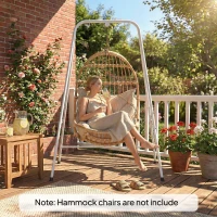 Outsunny Hammock Chair Stand  Indoor and Outdoor Use with Anti-Slip Foot Pads, 2 Carabiners, White(m-8)
