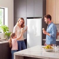 HOMCOM 7.0 Cu.Ft Upright Freezer, Compact Stand Up Freezer with 6 Adjustable Shelves, Reversible Door for Home Office, White(m-10)