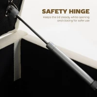 HOMCOM Storage Ottoman, Upholstered Velvet End of Bed Bench, Button Tufted Storage Bench for Bedroom, Living Room, Beige(m-6)