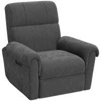 HOMCOM Power Recliner Chair, Fabric Upholstered Recliner Chair with USB Ports, Swivel and Rocking Function, Footrest, Dark Grey(m-2)