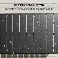 Outsunny Outdoor Coffee Table, All-Weather Rectangle Metal Patio Coffee Table with Slatted Tabletop for Outside(m-5)