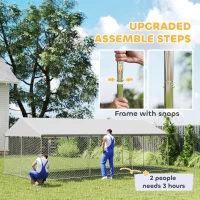 PawHut Galvanized Steel Outdoor Dog Kennel with Roof, Safety Locks, for Backyard, 19.7' x 9.8' x 7.1'(m-4)