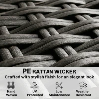 Outsunny 5 Piece Patio Furniture Set, Wicker Outdoor Furniture Set, 23.6" Seat, Ottomans, Glass Table, Cushions, Navy Blue(m-8)