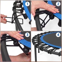 Soozier 45" Rebounder Trampoline for Adults, Foldable Mini Trampoline with Adjustable Handle Bar for Indoor Outdoor, Blue(m-9)