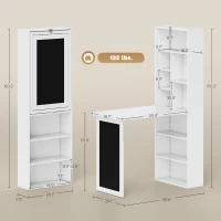 HOMCOM Fold-out Convertible Office Desk, Wall Mount Computer Desk with Blackboard and Side Shelf, White(m-3)