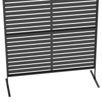 Outsunny Decorative Outdoor Privacy Panel, Freestanding Metal Outdoor Divider with Stand for Garden, Backyard, Deck, Pool, Black(m-11)