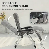 Outsunny Reclining Zero Gravity Chair with Adjustable Backrest, Folding Garden Sun Lounger, Outdoor Recliner with Removable Cushion and Headrest, Dark Grey(m-4)