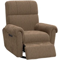 HOMCOM Power Recliner Chair, Fabric Upholstered Recliner Chair with USB Ports, Swivel and Rocking Function, Footrest(m-11)