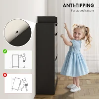 HOMCOM High Gloss Shoe Cabinet with 2 Flip Drawers and Adjustable Shelves, Narrow Shoe Storage Cabinet with Glass Top, Black(m-7)