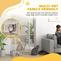 PawHut 59" Extra Tall Pet Gate, 30"-41" Dog Gate with Cat Door, 1.4" Narrow Gap, 2.8" and 5.5" Extension, for Doorway, Hallway(m-4)
