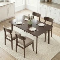 HOMCOM 47.2" Rectangle Dining Table for 4, Mid-Century Modern Kitchen Table with Rubber Wood Frame for Dining Room, Mahogany(m-10)