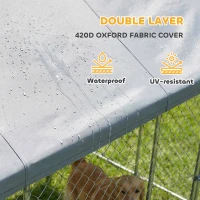 PawHut Galvanized Steel Outdoor Dog Kennel with Roof, Safety Locks, for Backyard, 19.7' x 9.8' x 7.1'(m-7)