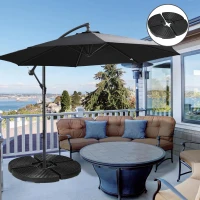 Outsunny HDPE Material Patio Umbrella Base Weights Sand Filled up to 150 Lb. for Any Offset Umbrella Base | 4-Piece, Water or Sand Filled, All-Weather, Black (Round)(m-2)